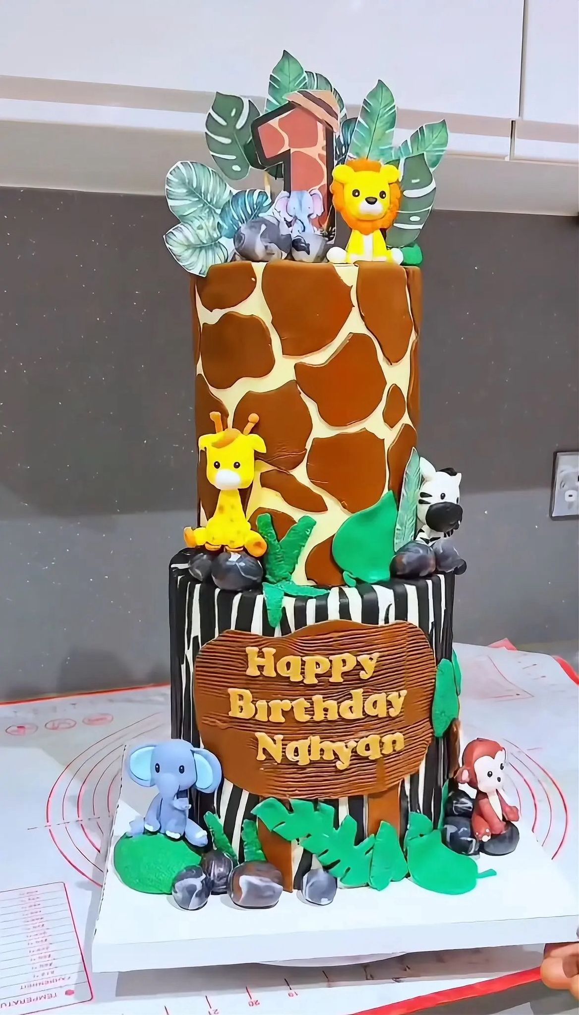 2 tier safari cake with toys
