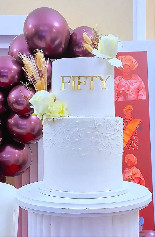 2 tier fondant White pearls