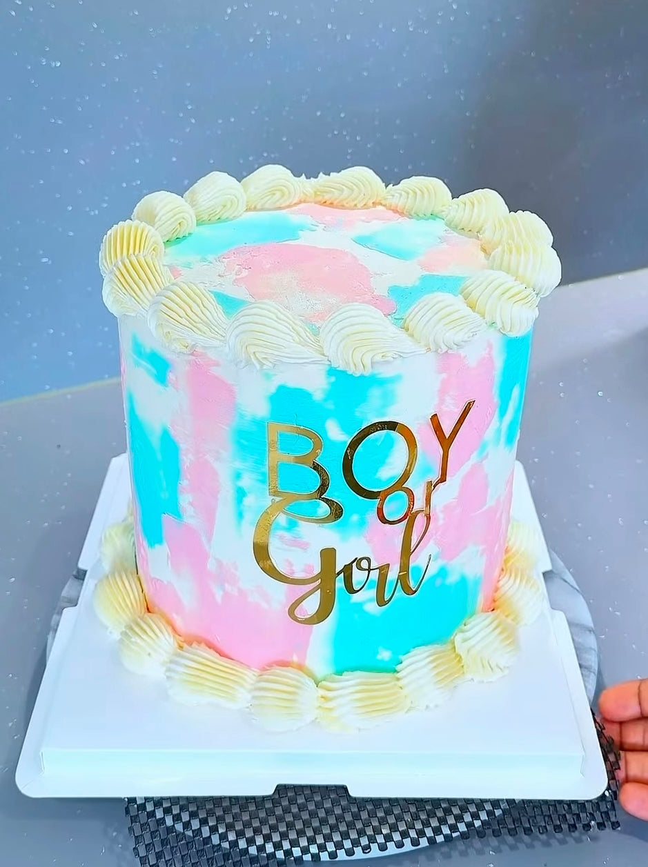 Watercolor effect gender neutral cake